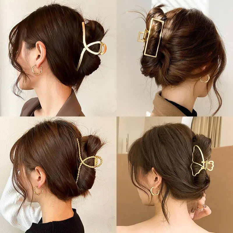 Goldhollow Geometric Hair Clips Metal Hair Claw Cross Hairclip Headband Hairpin Sliver Hair Crab Women Fashion Hair