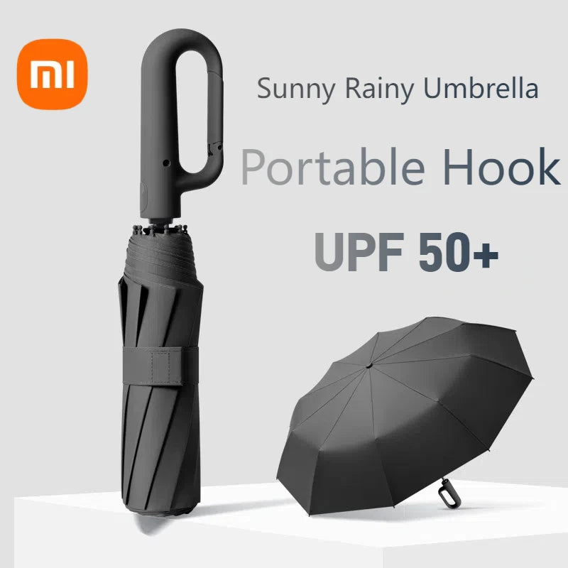 Xiaomi Windproof Umbrella Strong 105CM Reinforced Automatic Folding Umbrella Large Buckle Handle Wind/Water/Sun Resistant